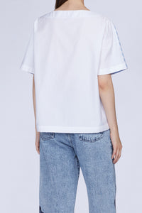 Blouse oversize manches courtes à rayures - Azzurro & Bianco