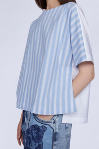 Blouse oversize manches courtes à rayures - Azzurro & Bianco