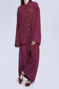 CHEMISE OVERSIZE À POIS AVEC COL POINTU