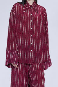 CHEMISE OVERSIZE À POIS AVEC COL POINTU