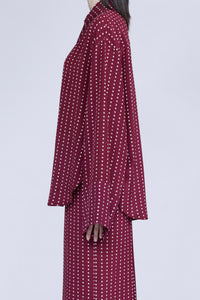 CHEMISE OVERSIZE À POIS AVEC COL POINTU