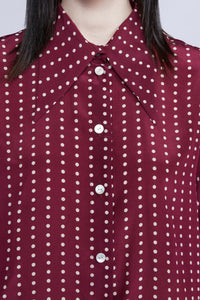 CHEMISE OVERSIZE À POIS AVEC COL POINTU