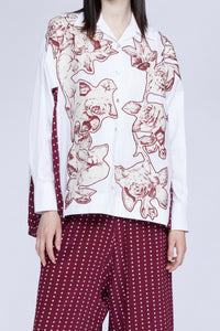 CHEMISE AVEC PANNEAU INSERTION COTON FLEUR