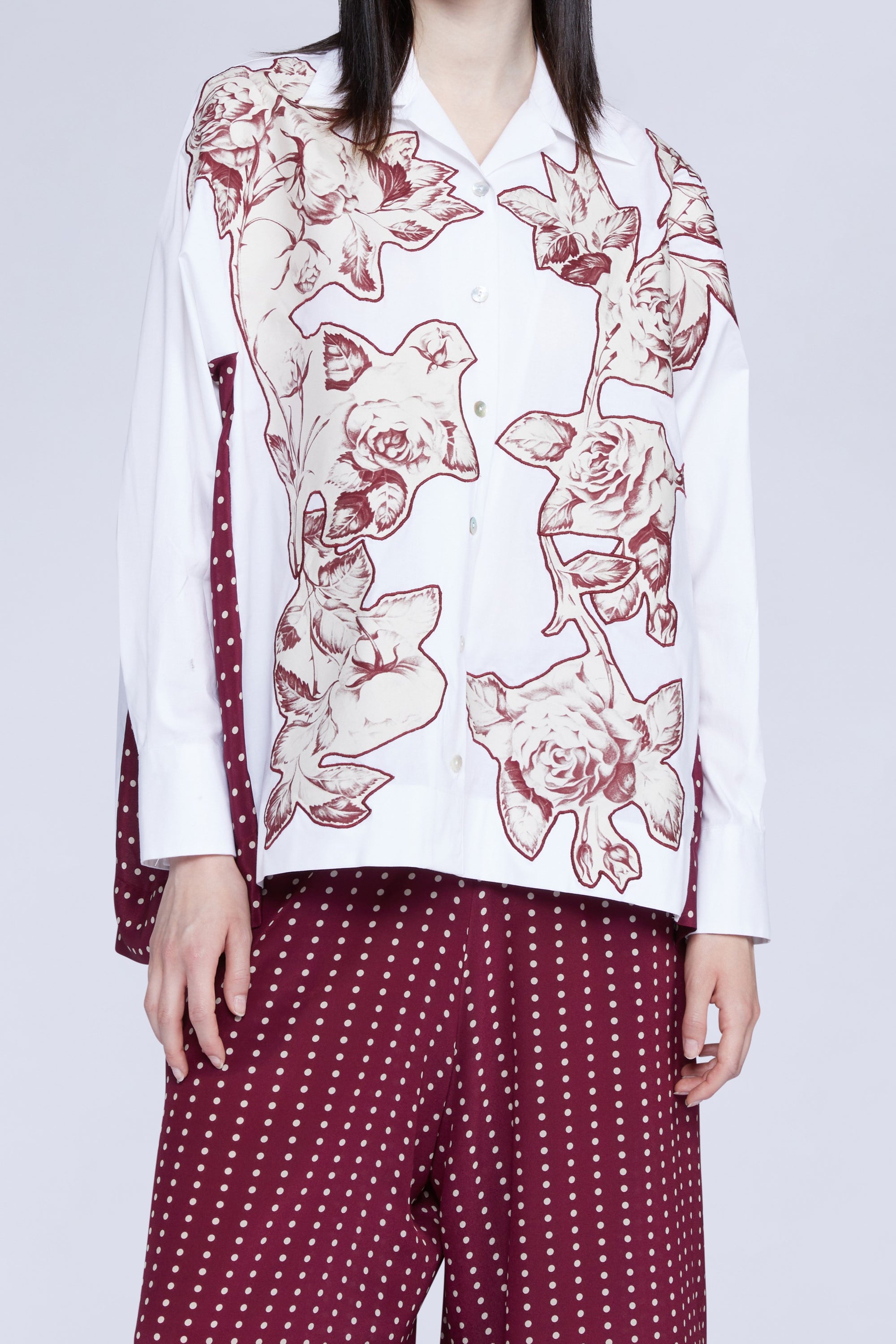 CHEMISE AVEC PANNEAU INSERTION COTON FLEUR