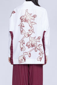 CHEMISE AVEC PANNEAU INSERTION COTON FLEUR