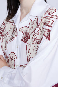 CHEMISE AVEC PANNEAU INSERTION COTON FLEUR