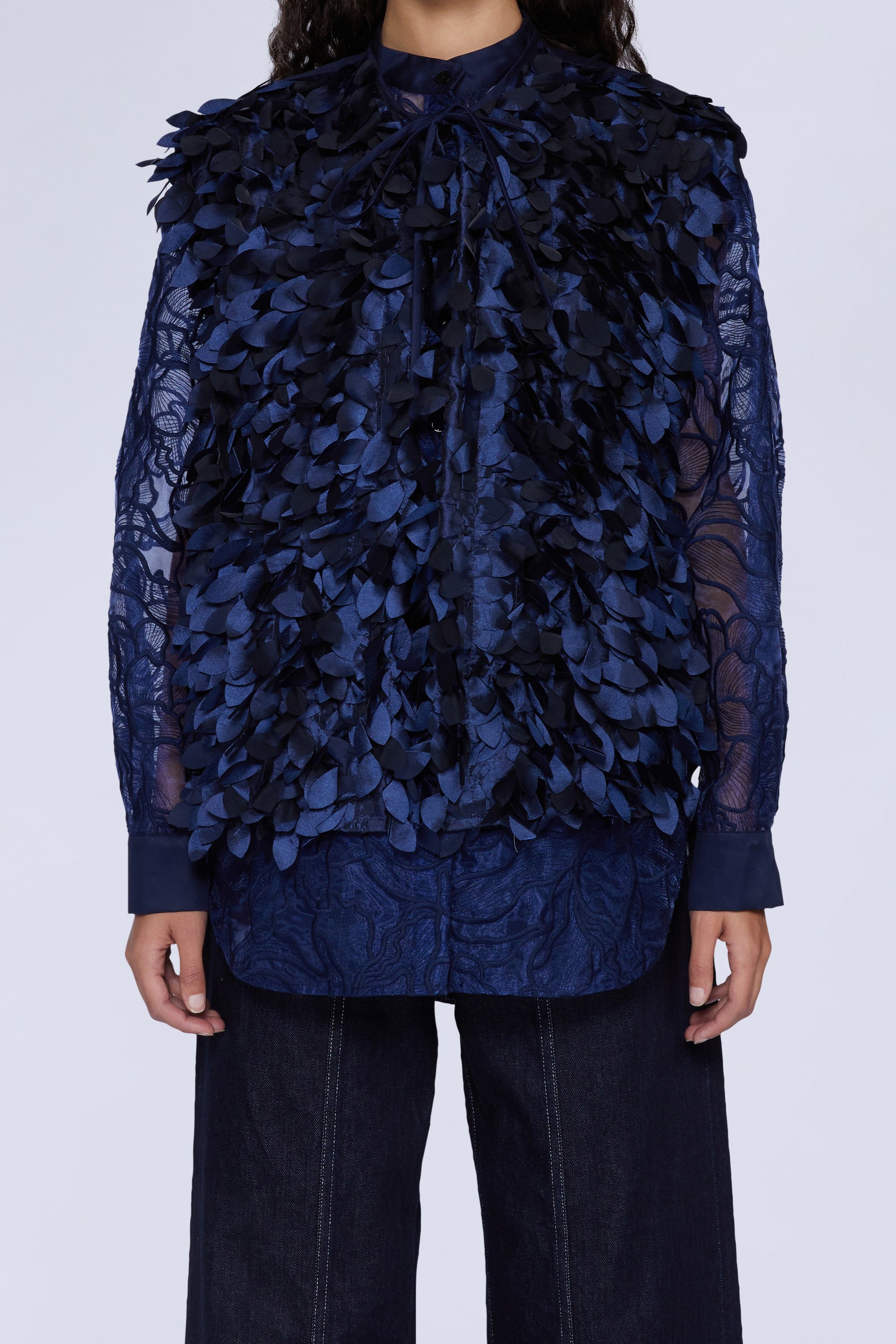 Chemise avec détails plumes - Blu Cangiante