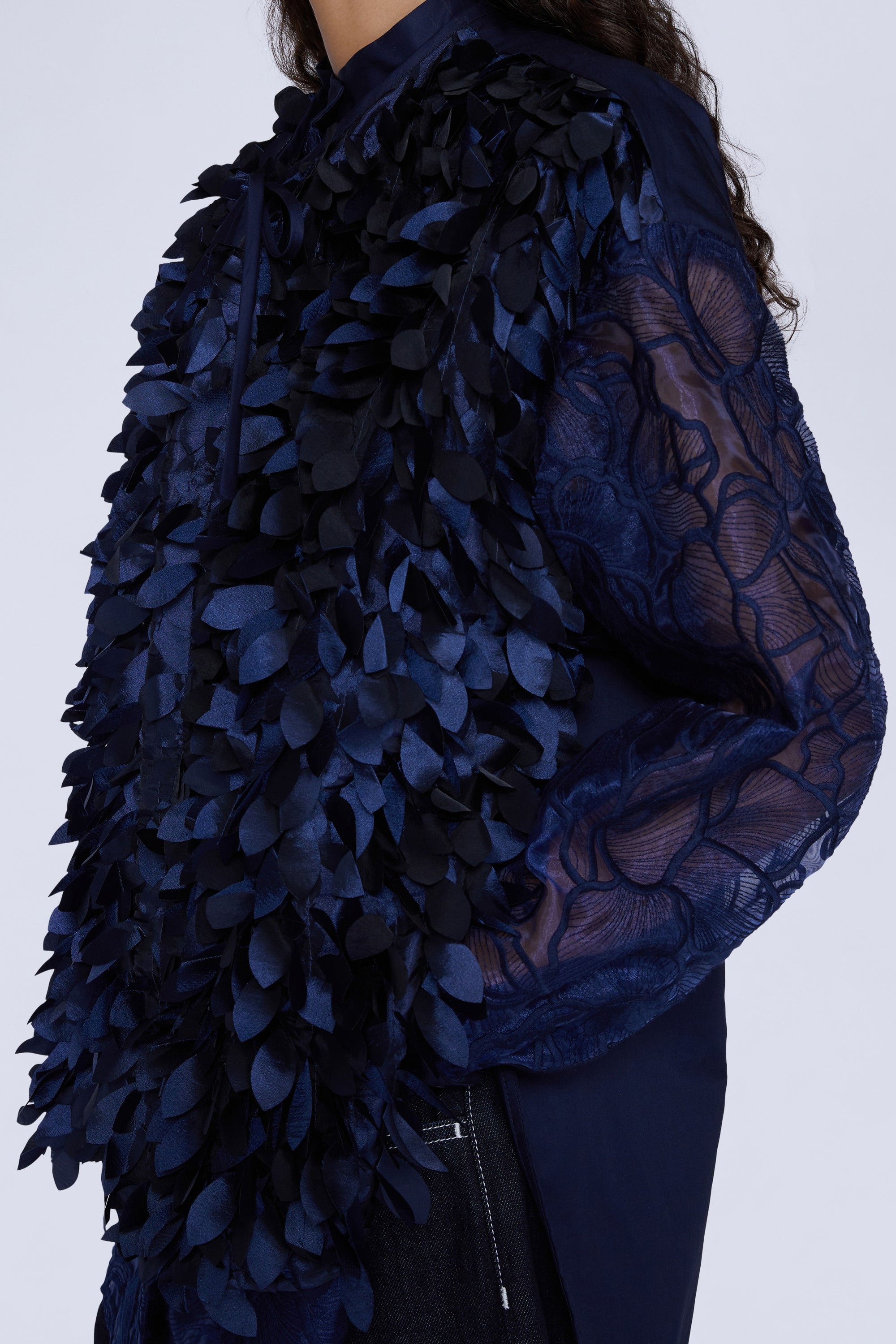 Chemise avec détails plumes - Blu Cangiante