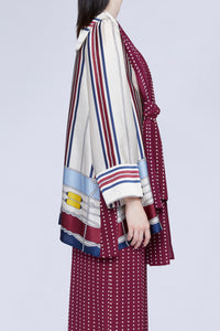Blouse manches longues avec foulard à pois en soie - Avorio Fantasia