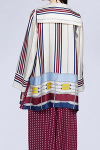 Blouse manches longues avec foulard à pois en soie - Avorio Fantasia
