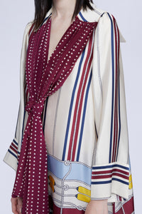 Blouse manches longues avec foulard à pois en soie - Avorio Fantasia