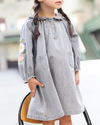 Robe Deb en coton - Chambray Gris