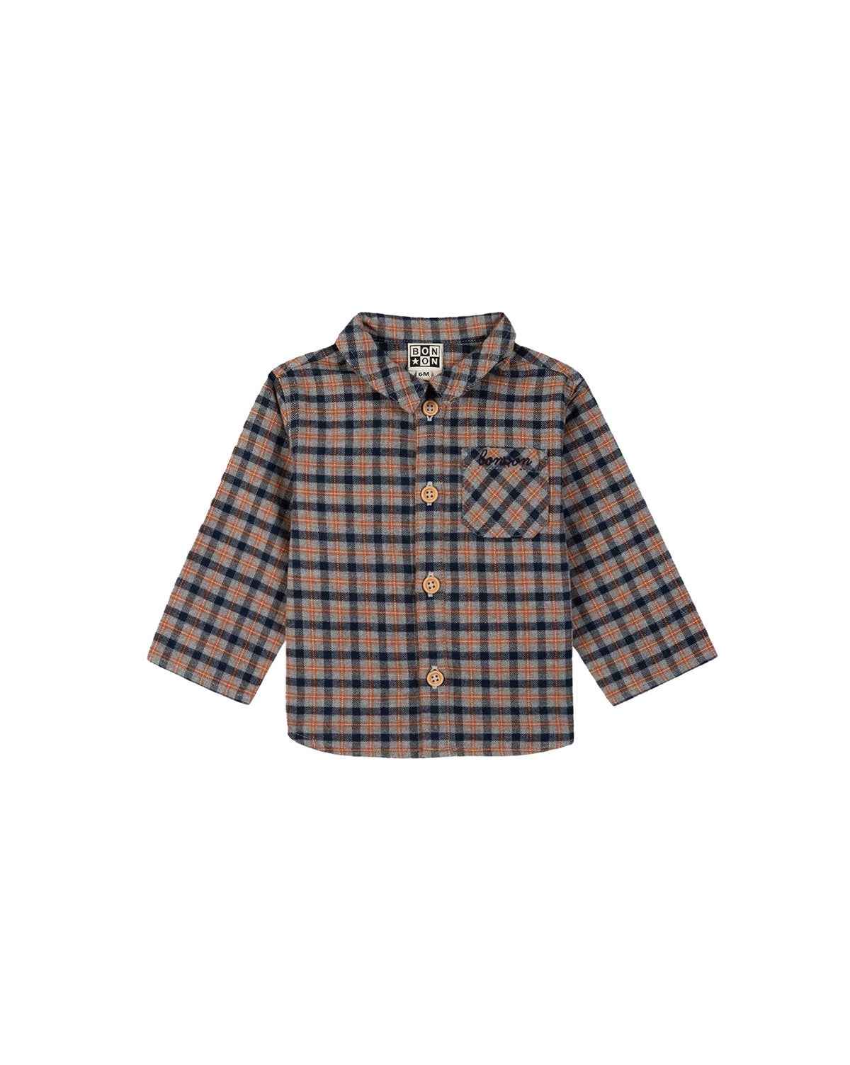 Pan cotton shirt - Grey and orange checked