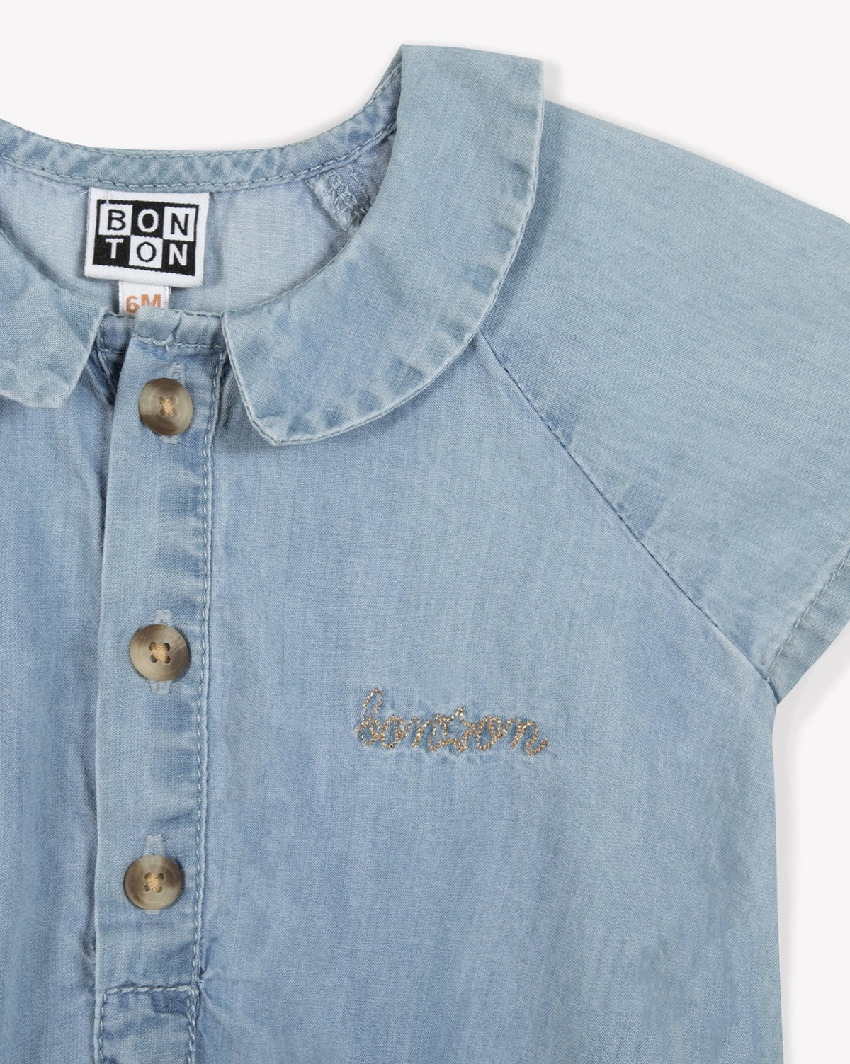 Inca cotton romper - Blue Chambray