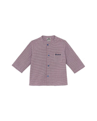 Chemise Inter à col mao en coton - Carreau Navy