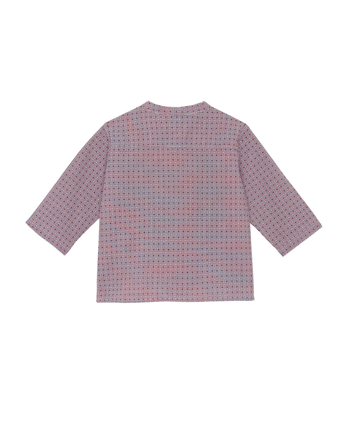 Chemise Inter à col mao en coton - Carreau Navy