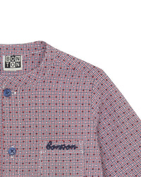 Chemise Inter à col mao en coton - Carreau Navy
