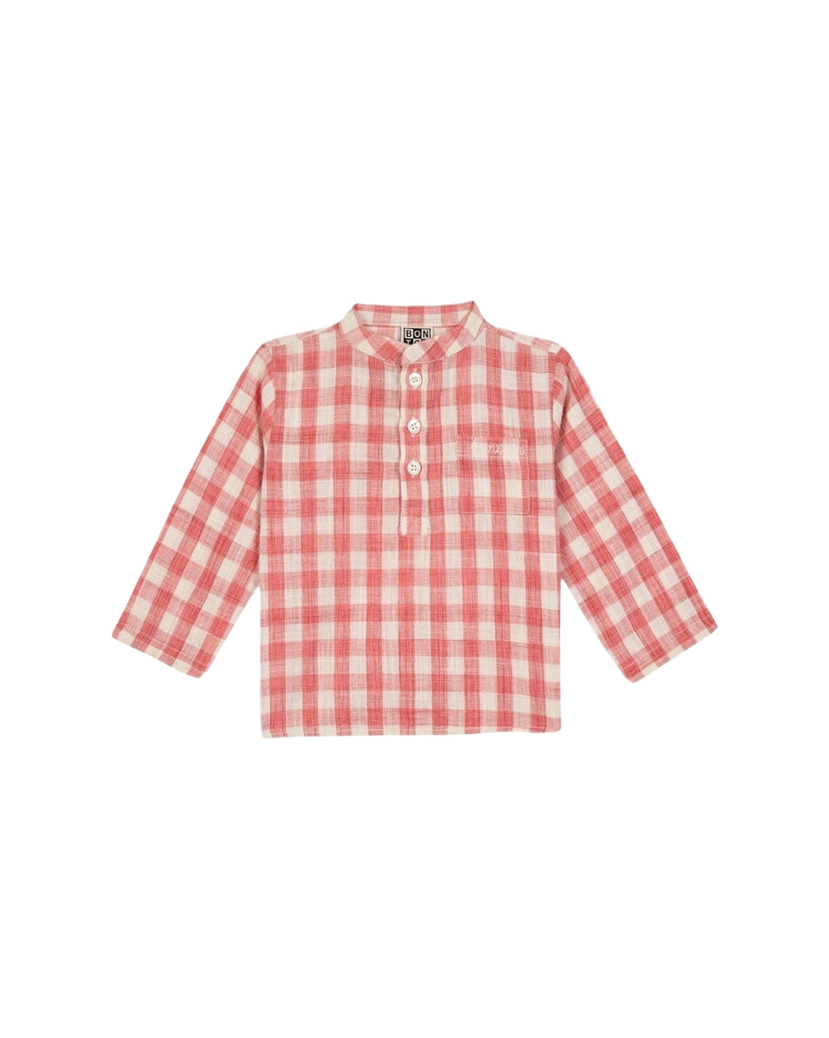 Matt Baby Cotton Shirt - Red Chequered
