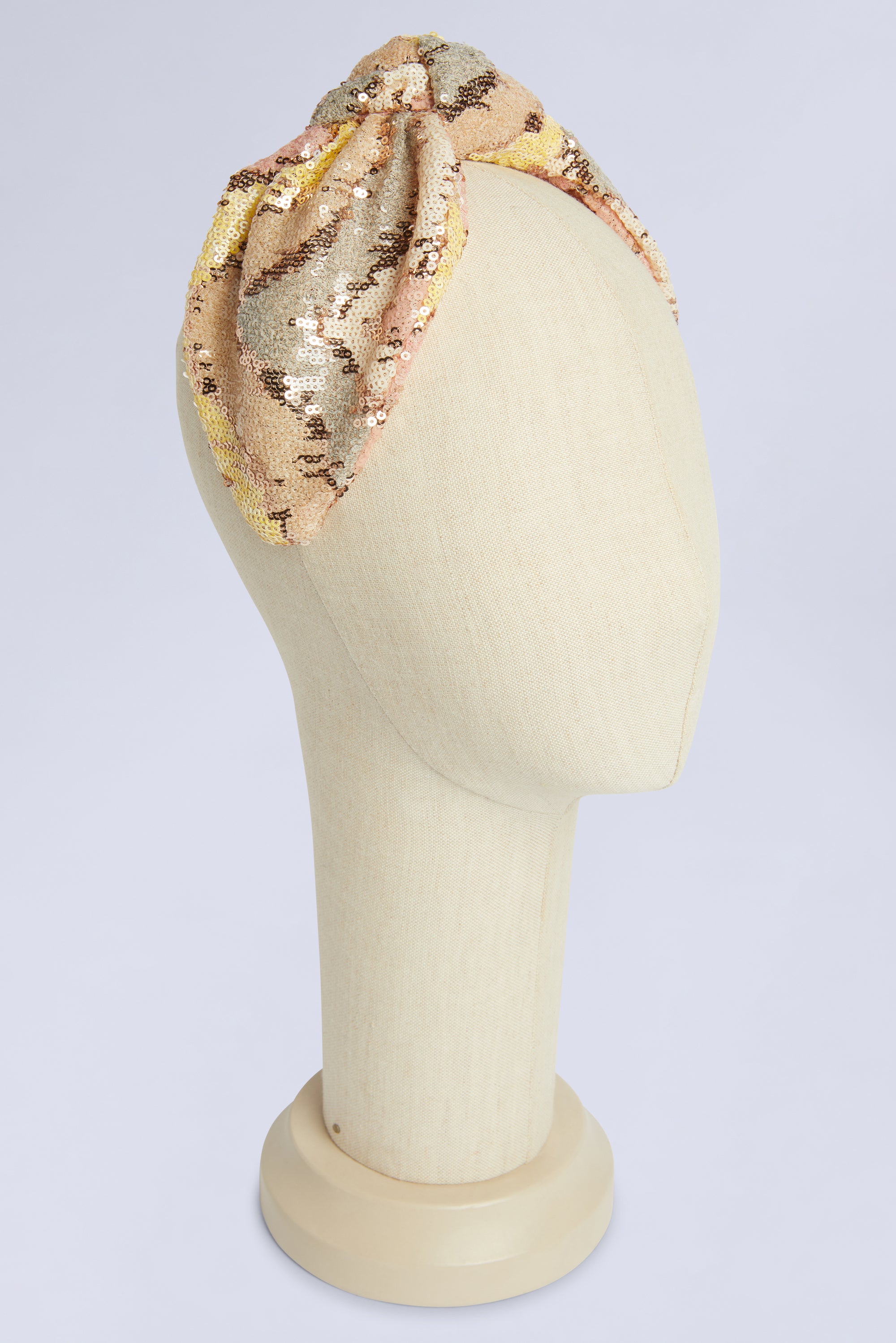 Serre-tête cheveux à paillettes rose/jaune