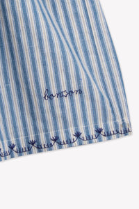 Robe Georgette - Rayure Crème Et Bleu