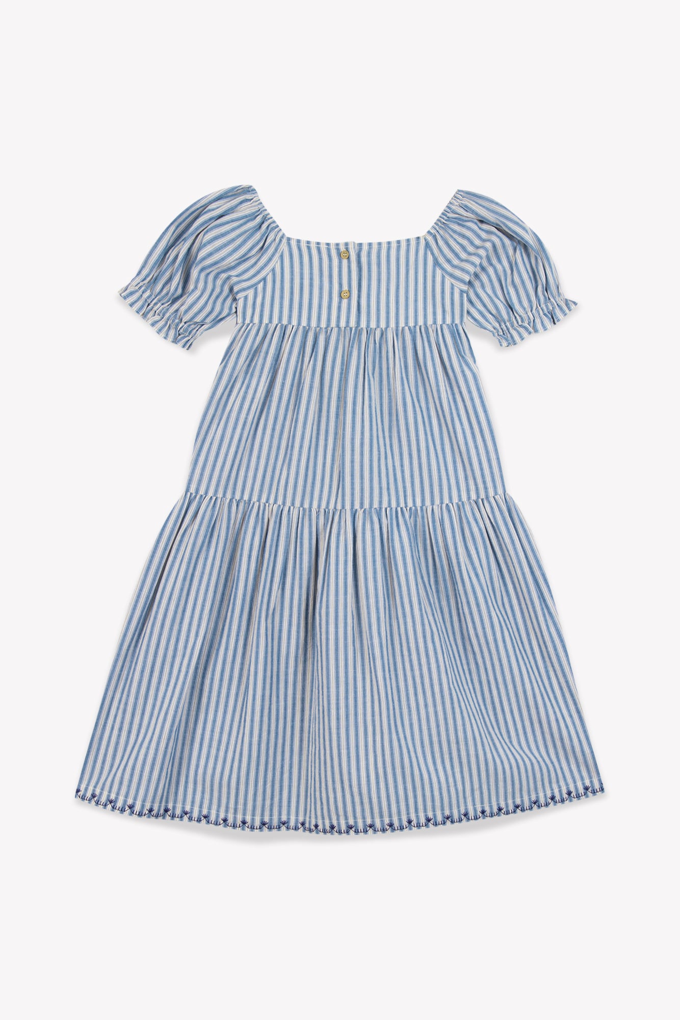 Robe Georgette - Rayure Crème Et Bleu