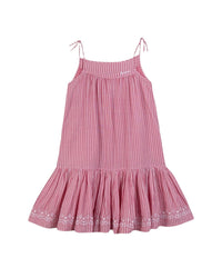 Robe Violette en coton - Rayure Rose Elo