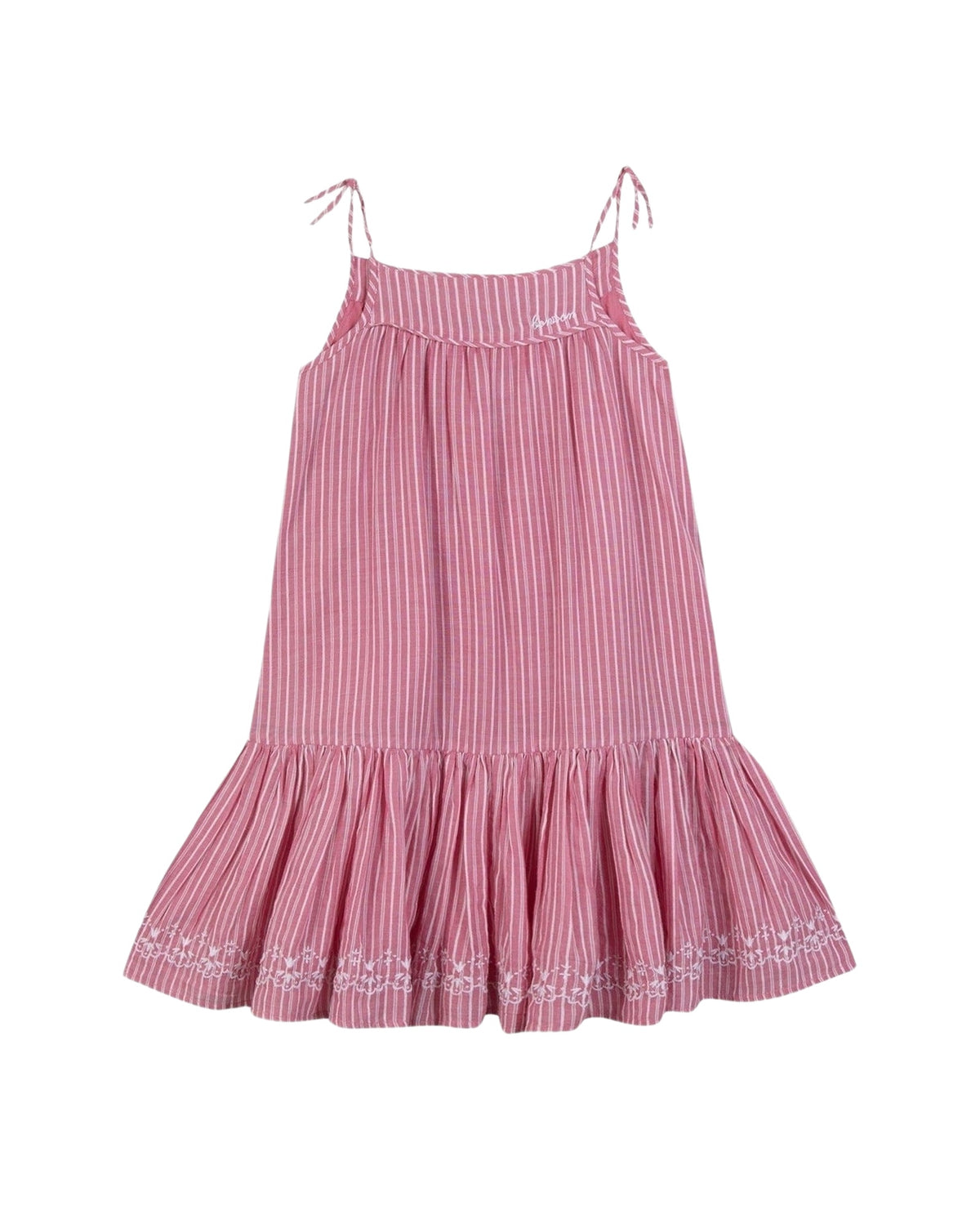 Robe Violette en coton - Rayure Rose Elo