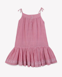 Robe Violette en coton - Rayure Rose Elo