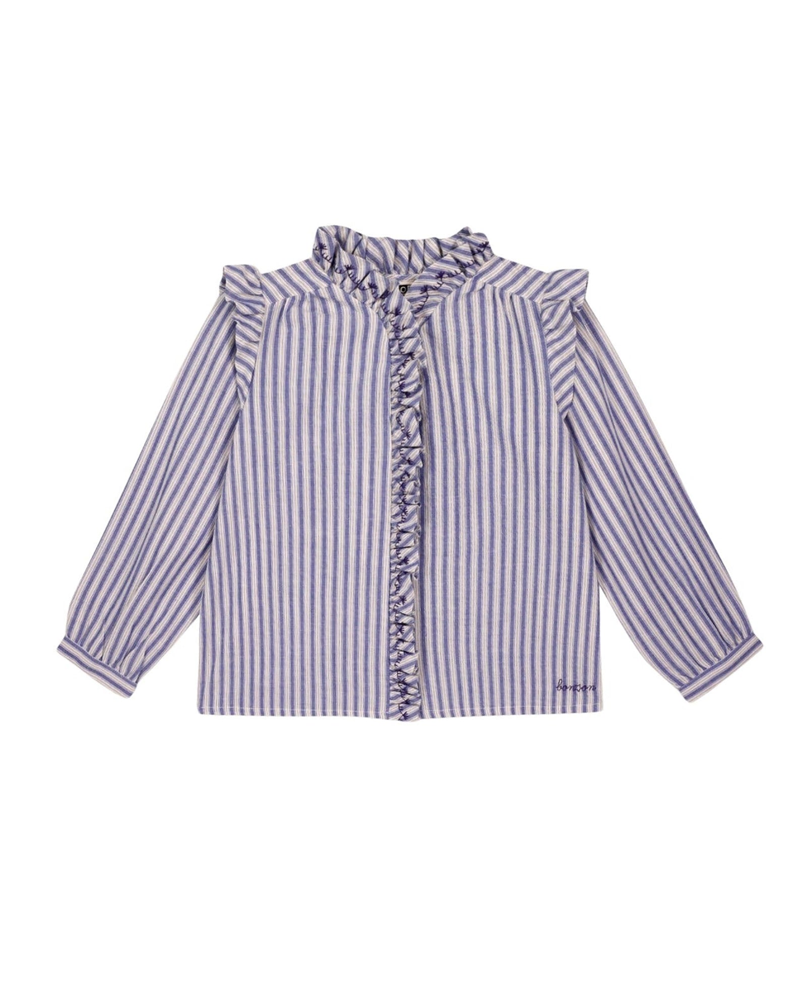 1qty NEW / Polo - Cream and Blue Stripe