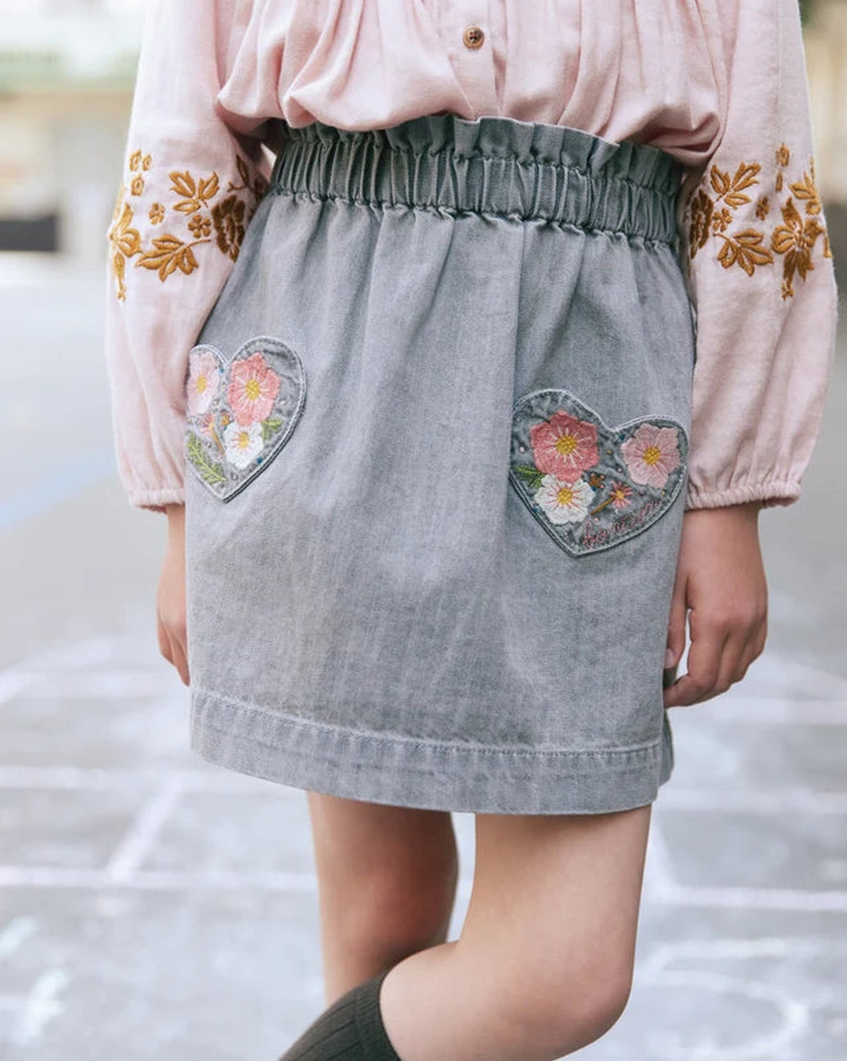 Douchka cotton skirt - Grey chambray