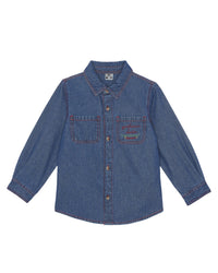 Paname cotton embroidered shirt - Raw Denim