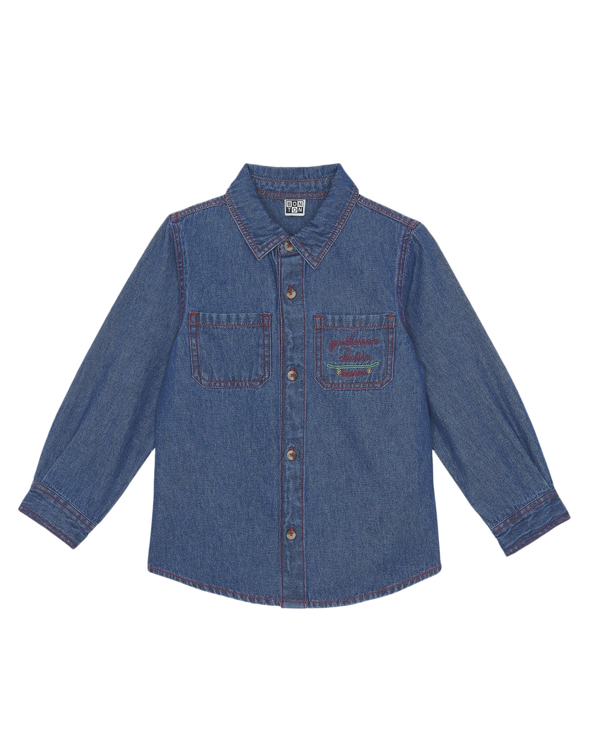 Paname cotton embroidered shirt - Raw Denim