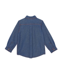 Paname cotton embroidered shirt - Raw Denim