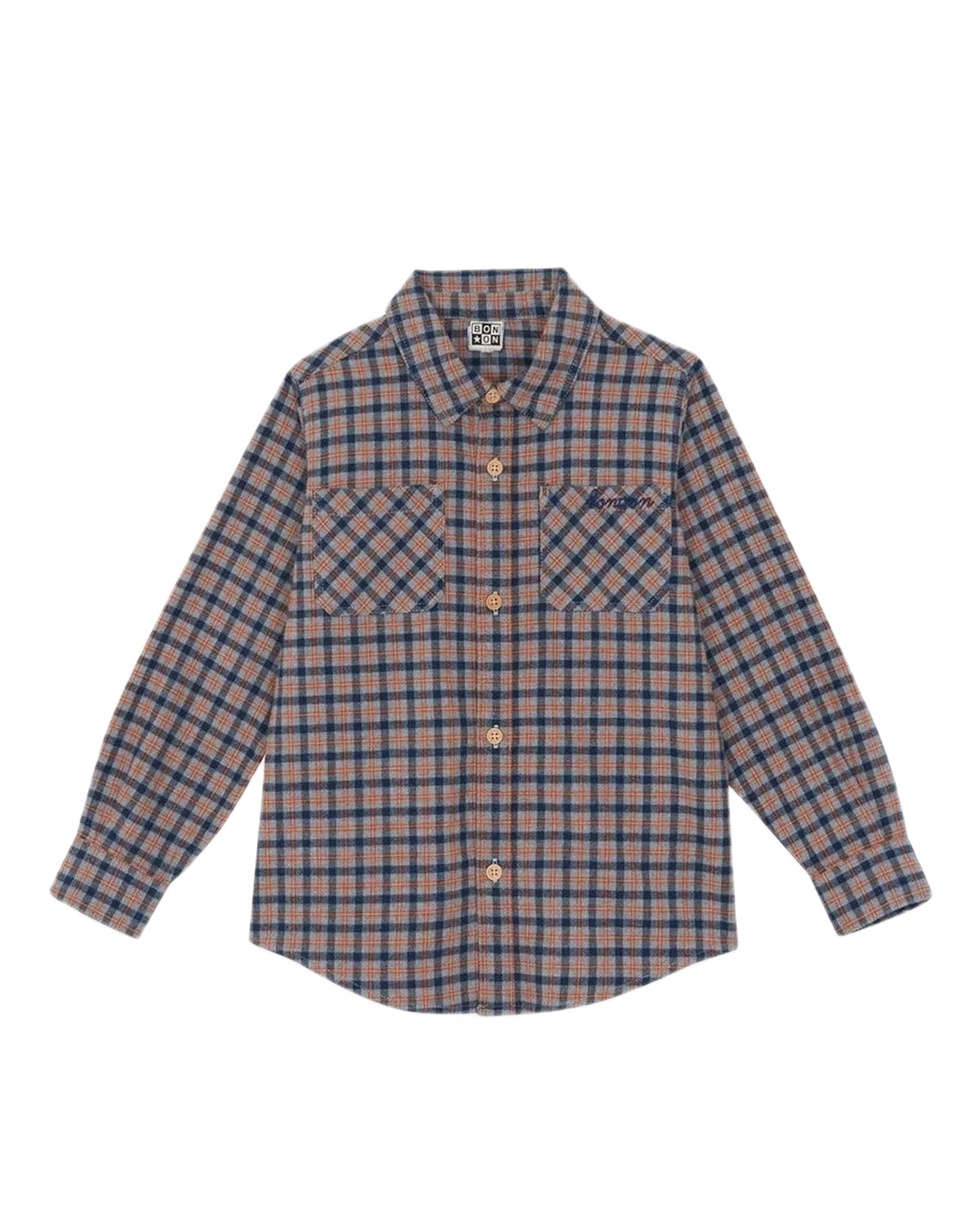 Chemise Paname en coton - Carreau Gris Orange