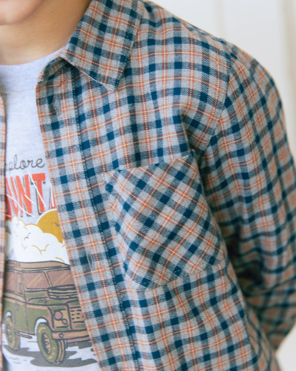 Chemise Paname en coton - Carreau Gris Orange