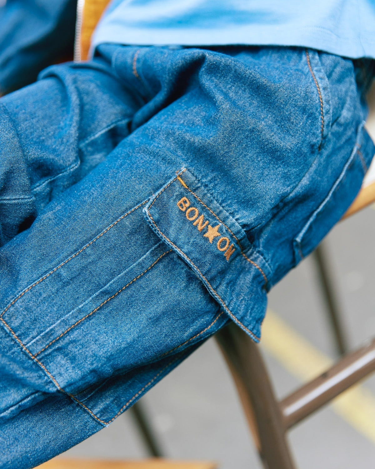 Fraggl cotton trousers - Blue chambray