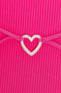 Cristal Heart short dress with rhinestones - Fuchsia