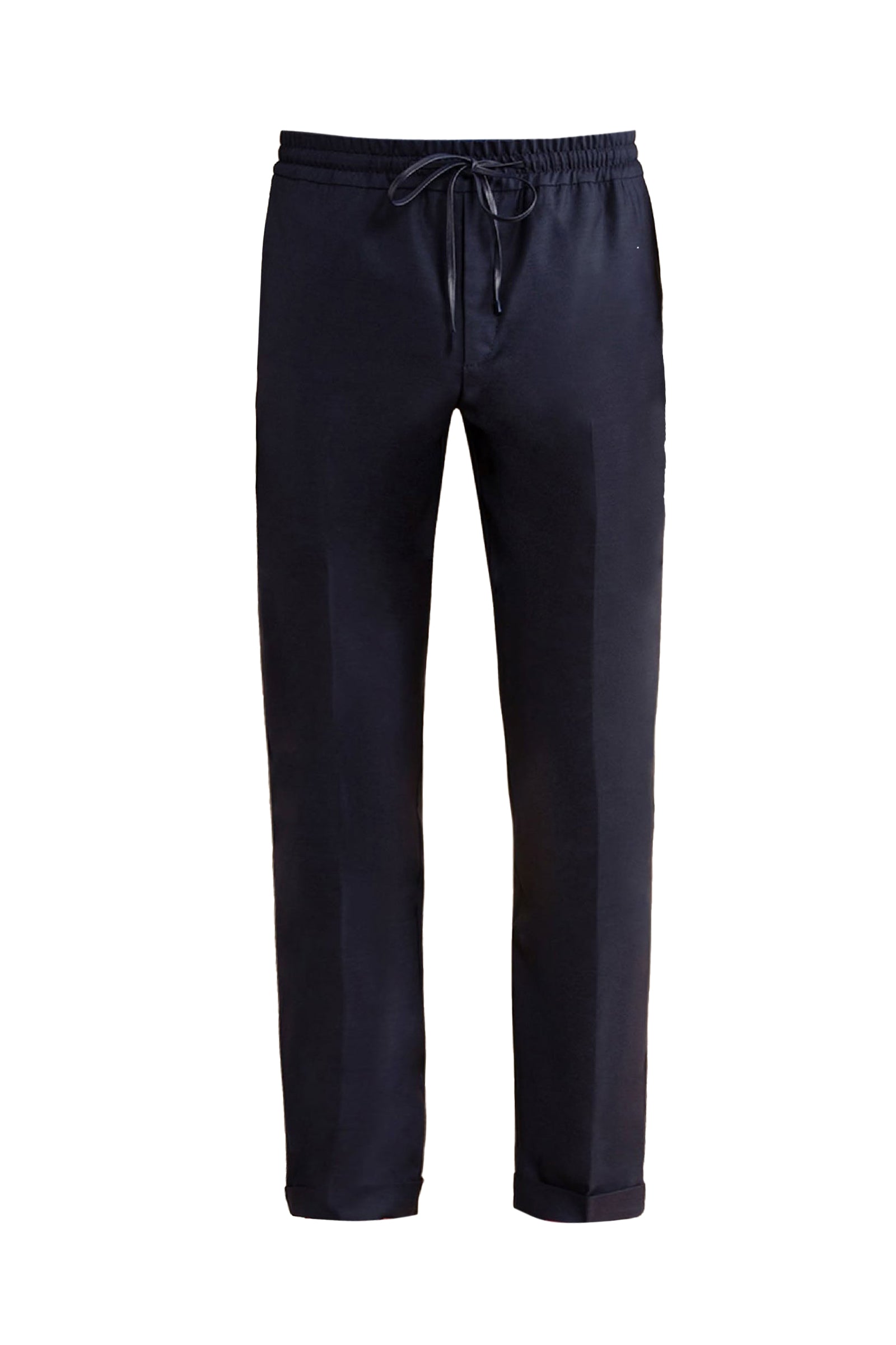 Pantalon à taille élastiquée et plis en laine - Bleu