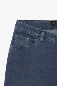 Pantalon à effet délavé et surpiqûres en denim - Blue