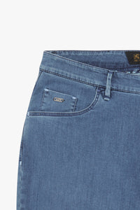 Pantalon à surpiqûres délavées en denim - Blue