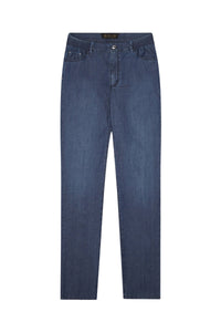 Jean droit à taille élastique - Bleu