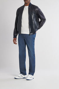 Jean droit à taille élastique - Bleu