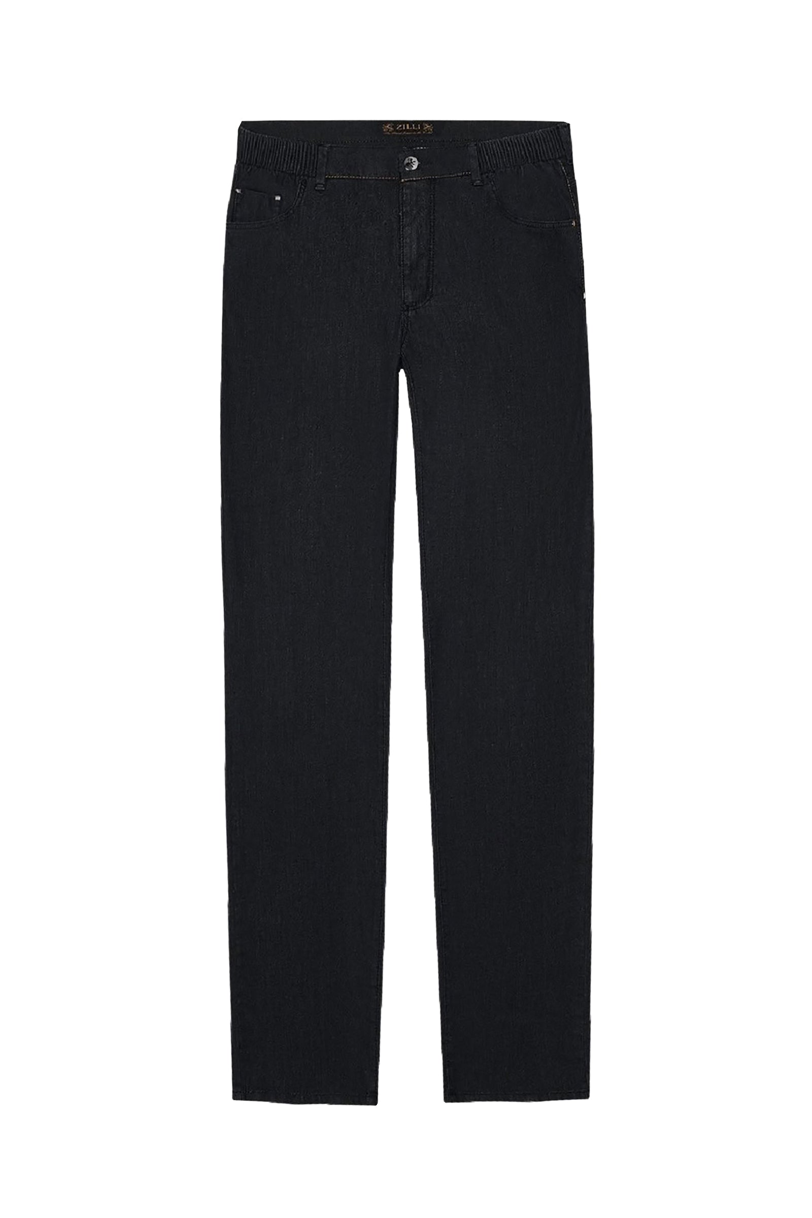 Jean à broderie et surpiqûres - Noir