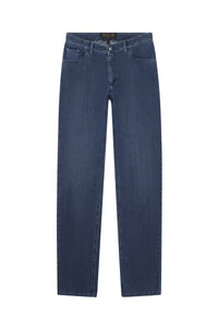 Jean coupe droite à broderie - Bleu