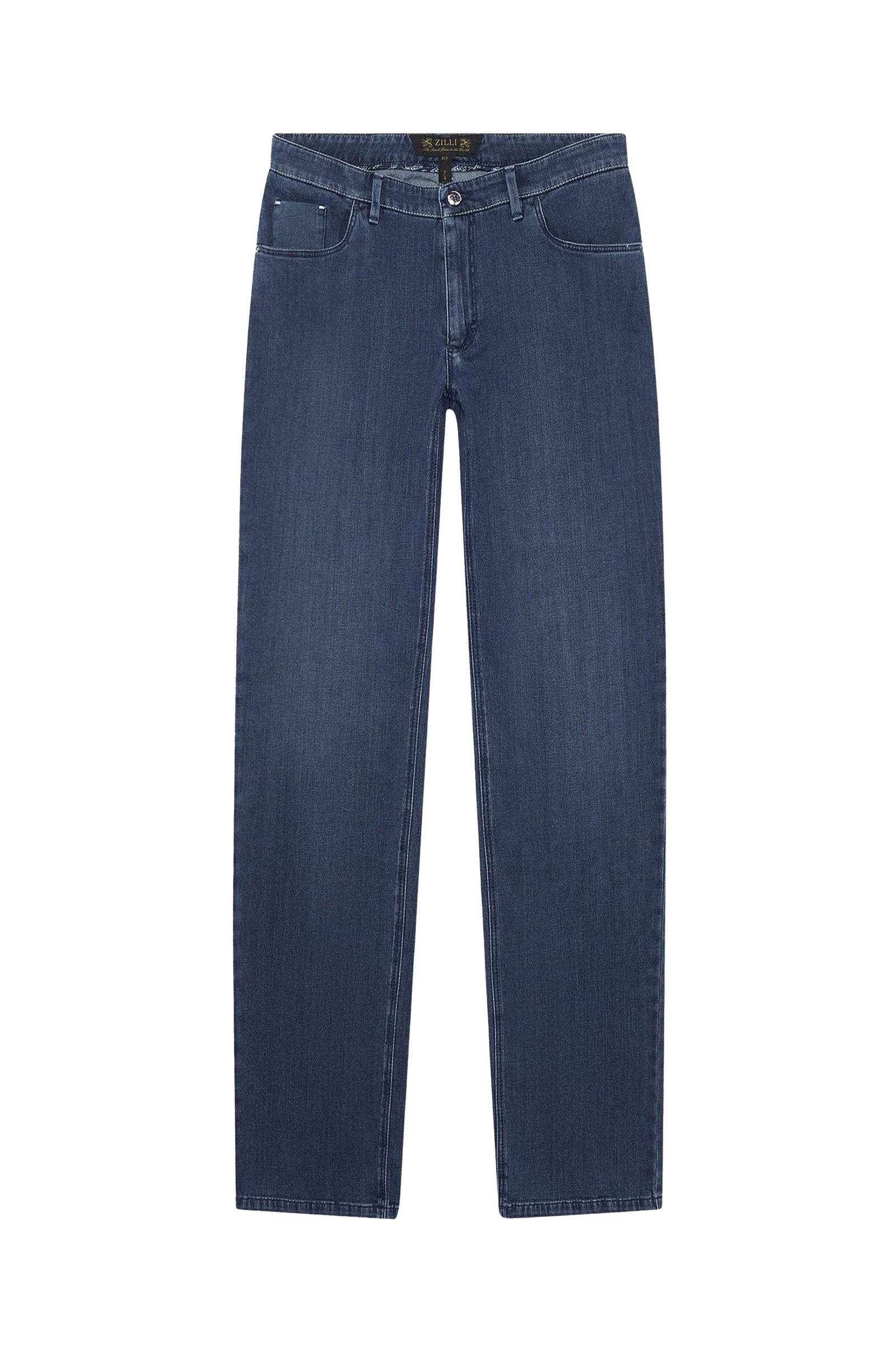 Jean coupe droite à broderie - Bleu