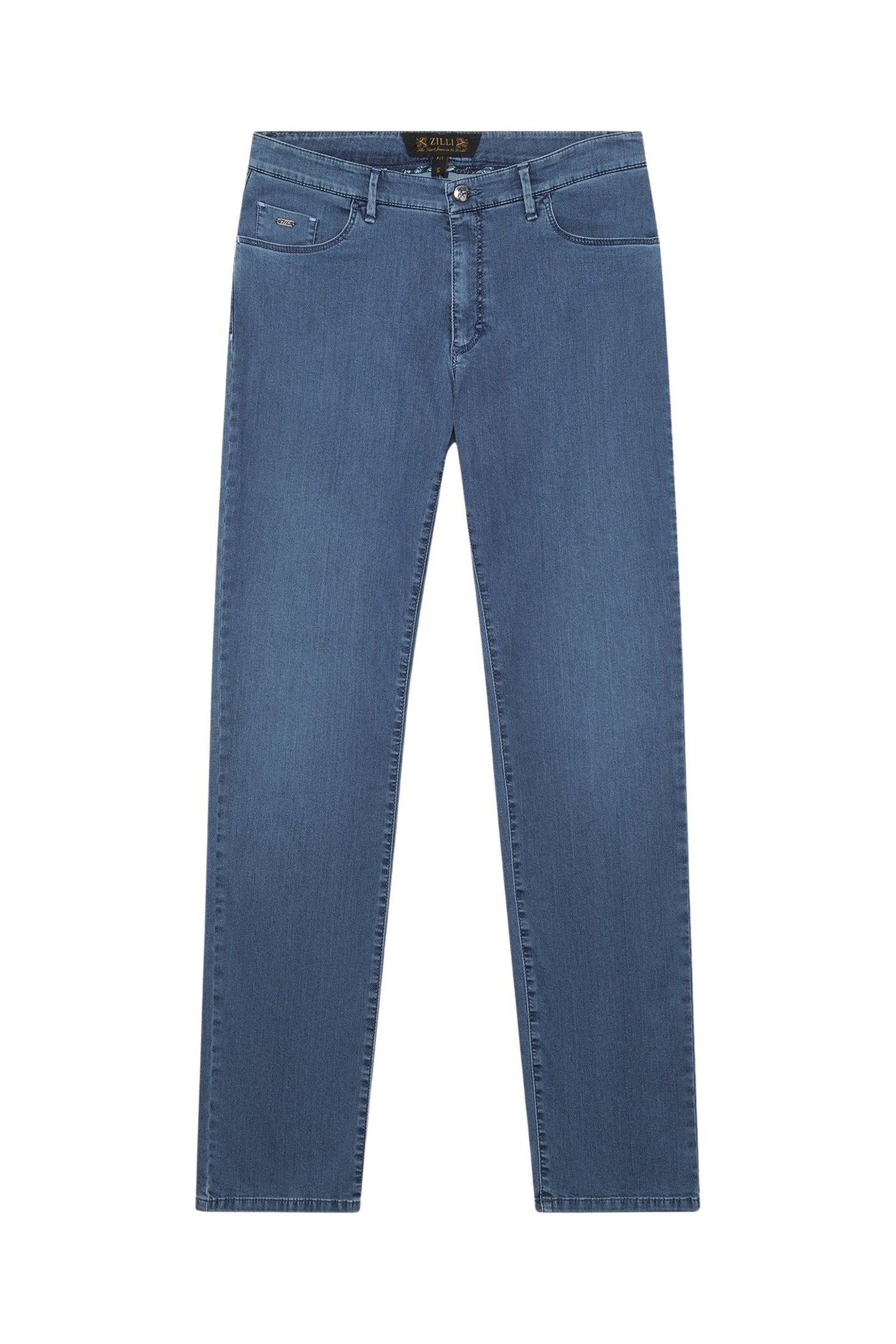 Jean à broderie délavé - Bleu