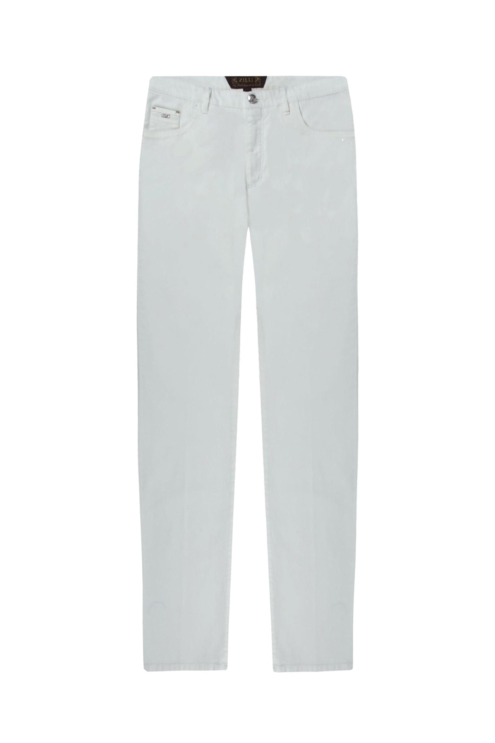 Straight leg jacquard jeans with patch - Ecru