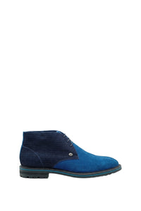 Derbies bi-matière en cuir - Bleu