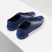 Baskets basses ajourées en cuir - Bleu & Blanc