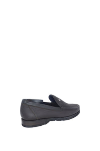 Mocassins à ornement métallique en cuir exotique grainé - Marron